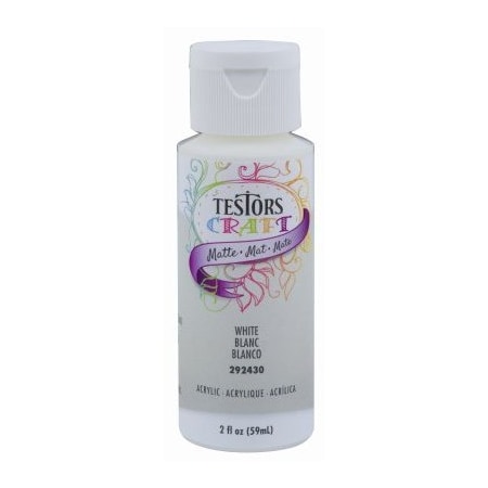 Testors 2OZ WHT Matte Acr Paint 292430A